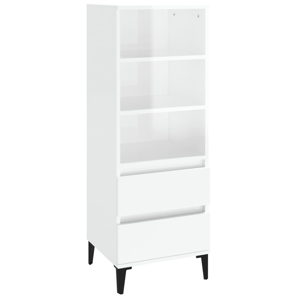 Credenza Bianco Lucido 40x36x110 cm in Legno Multistrato - homemem39