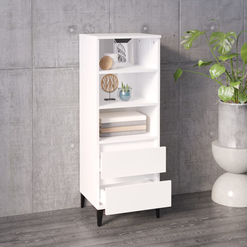 Credenza Bianco Lucido 40x36x110 cm in Legno Multistrato - homemem39