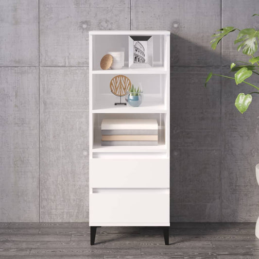 Credenza Bianco Lucido 40x36x110 cm in Legno Multistrato - homemem39