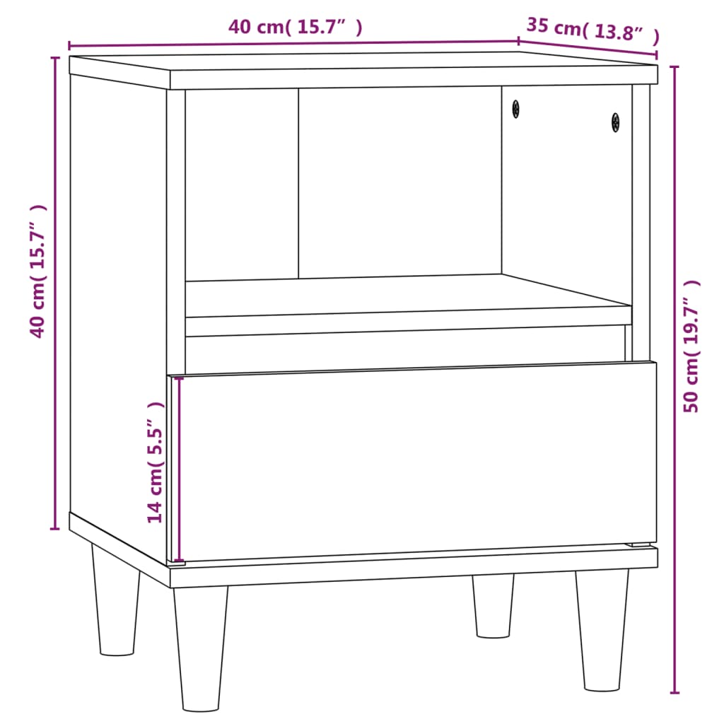 Comodini 2 pz in Bianco 40x35x50 cm - homemem39