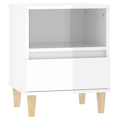 Comodini 2 pz in Bianco Lucido 40x35x50 cm - homemem39