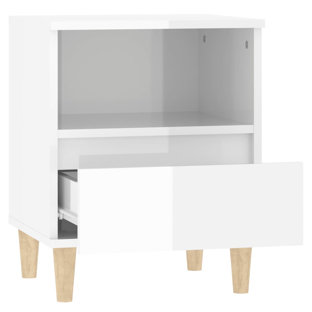 Comodini 2 pz in Bianco Lucido 40x35x50 cm - homemem39