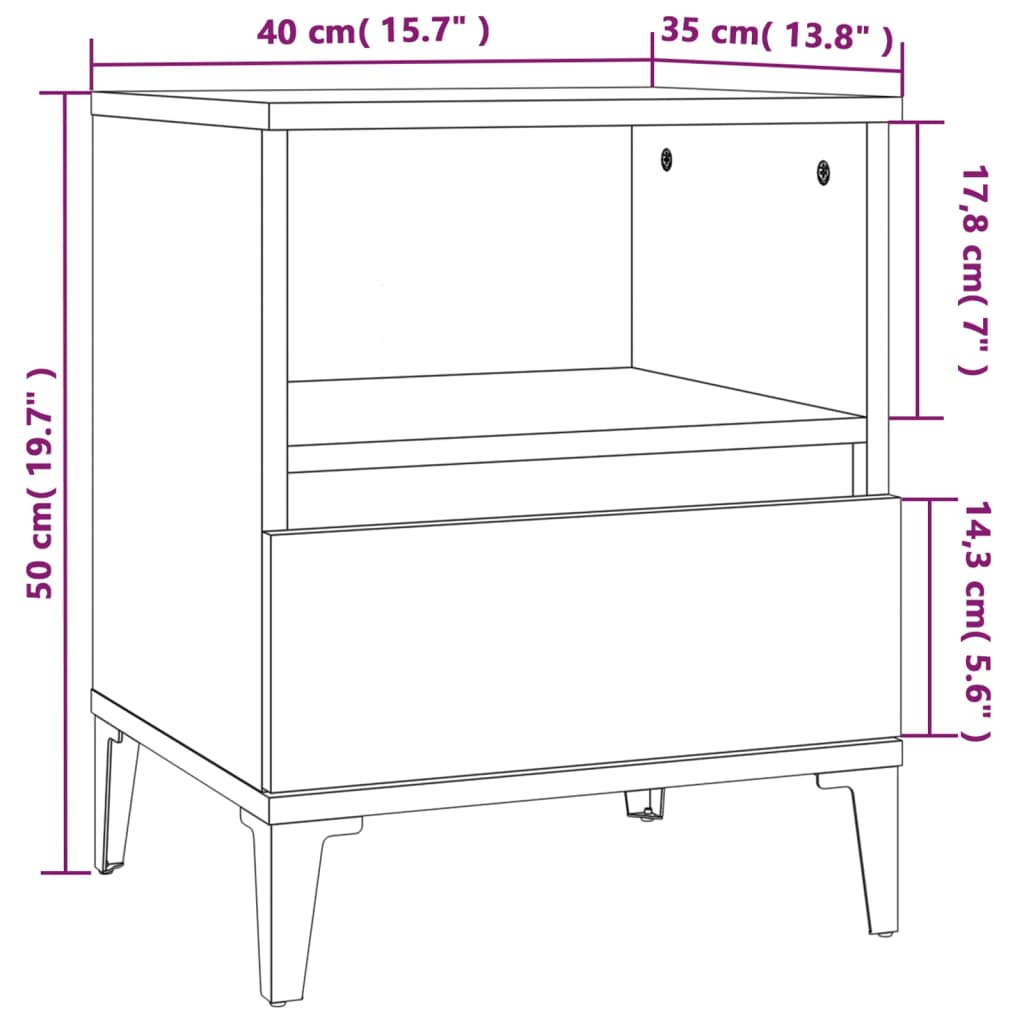 Comodini 2 pz in Bianco 40x35x50 cm - homemem39