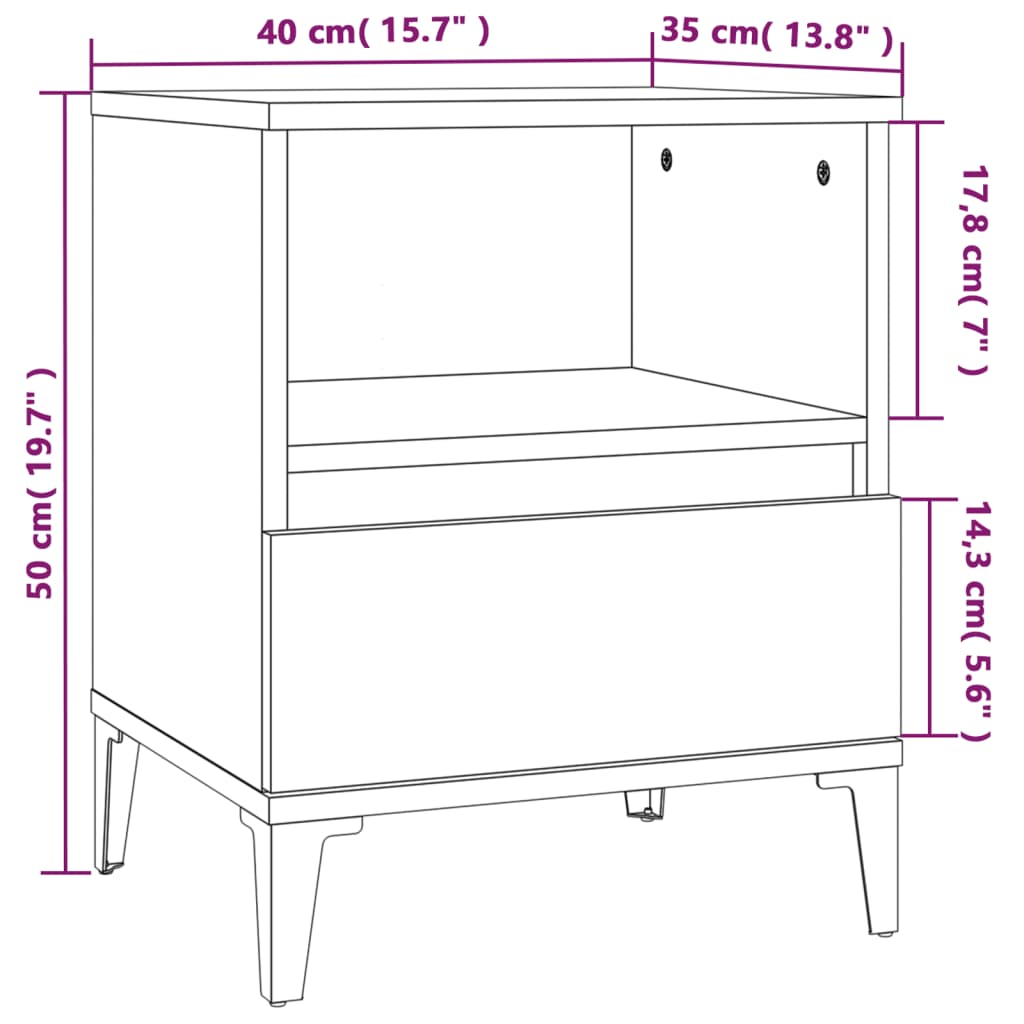 Comodino Rovere Sonoma 40x35x50 cm - homemem39