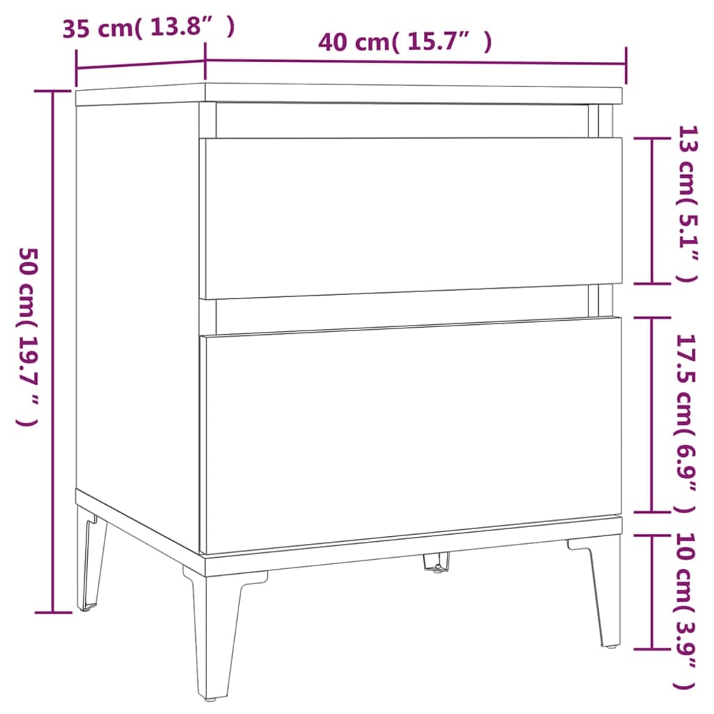 Comodino Bianco Lucido 40x35x50 cm - homemem39