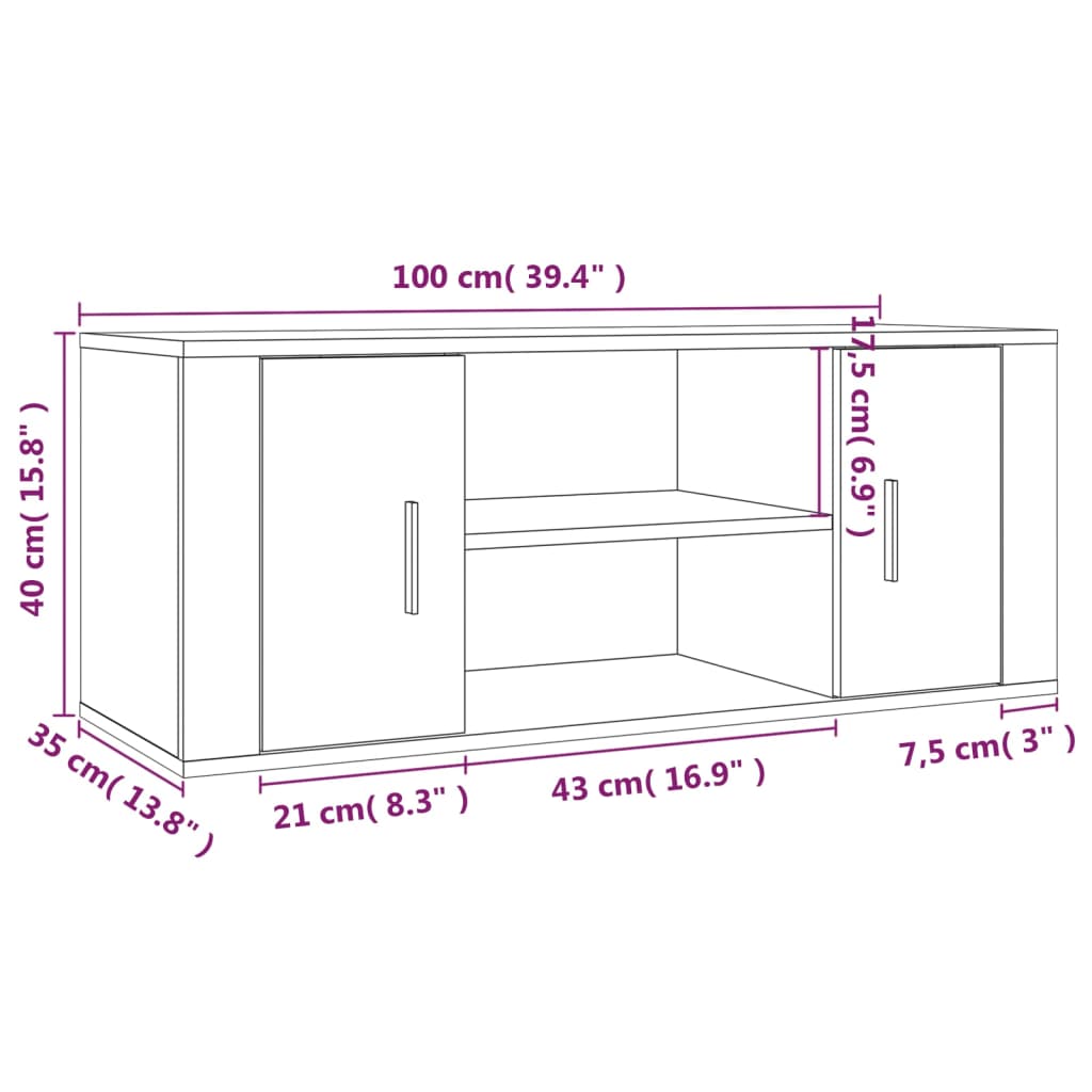 Mobile per TV Grigio Cemento 100x35x40 cm Legno Multistrato - homemem39