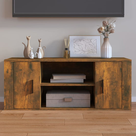 Mobile TV Rovere Fumo 100x35x40 cm in Legno Multistrato - homemem39