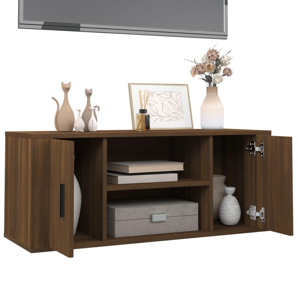 Mobile TV Rovere Marrone 100x35x40 cm in Legno Multistrato - homemem39