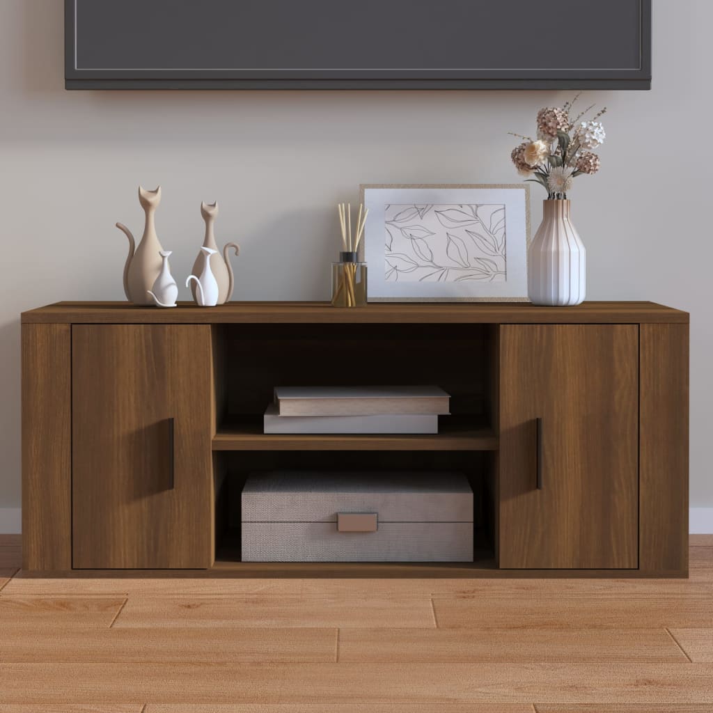 Mobile TV Rovere Marrone 100x35x40 cm in Legno Multistrato - homemem39