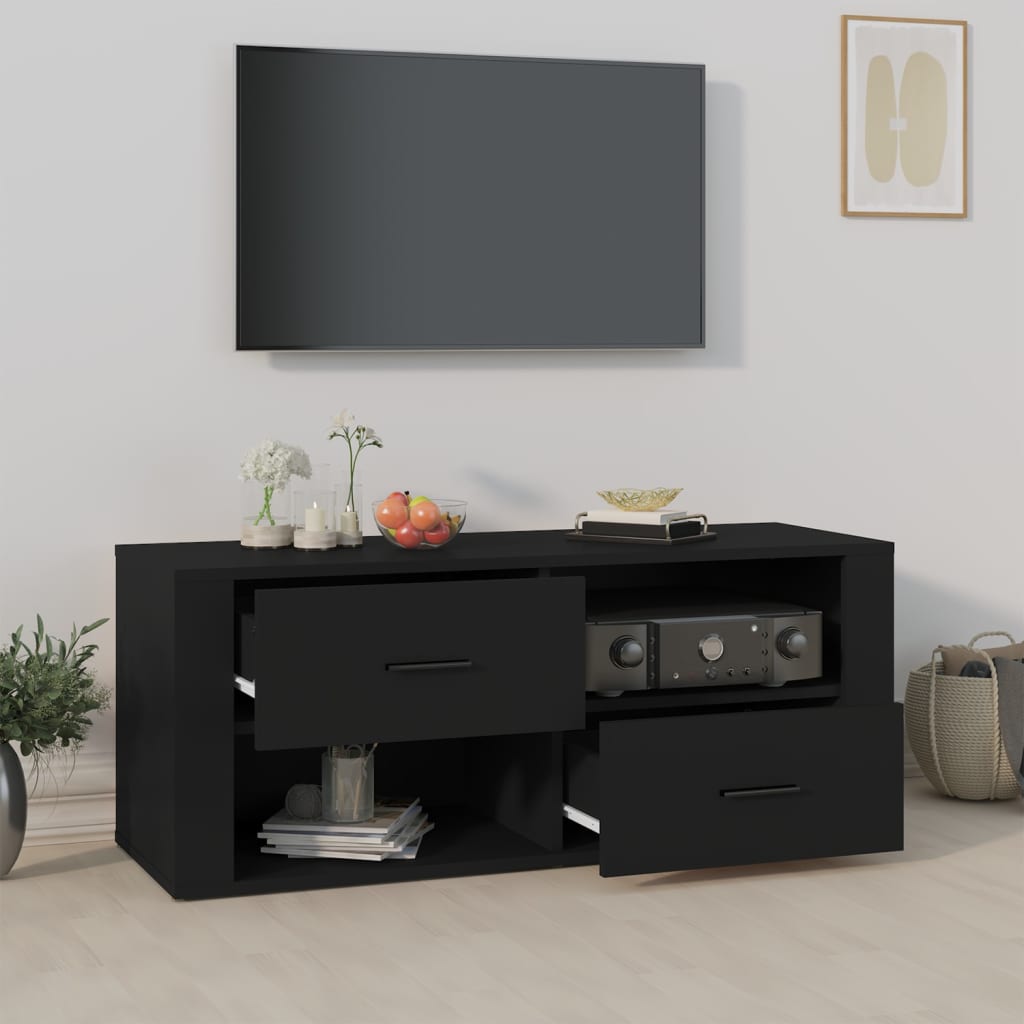 Mobile Porta TV Nero 100x35x40 cm in Legno Multistrato - homemem39