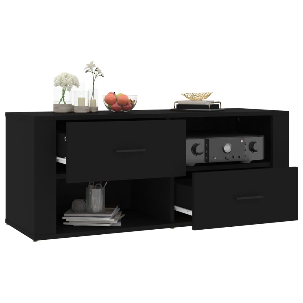 Mobile Porta TV Nero 100x35x40 cm in Legno Multistrato - homemem39