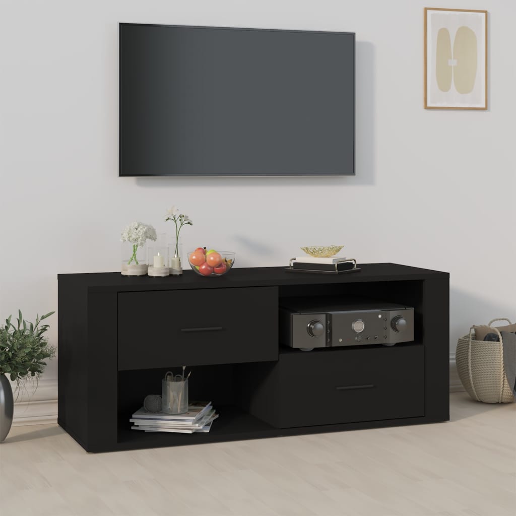 Mobile Porta TV Nero 100x35x40 cm in Legno Multistrato - homemem39