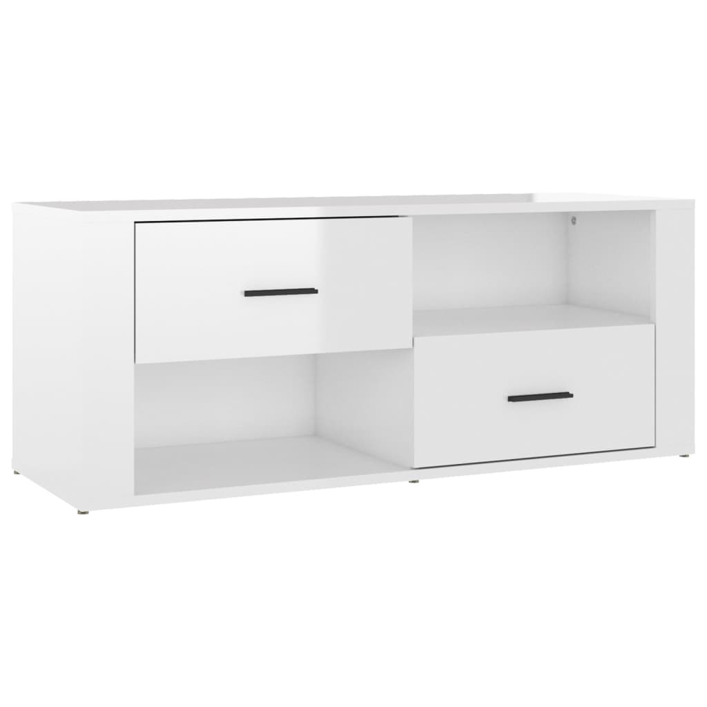 Mobile Porta TV Bianco Lucido 100x35x40 cm in Legno Multistrato - homemem39