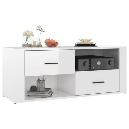 Mobile Porta TV Bianco Lucido 100x35x40 cm in Legno Multistrato - homemem39