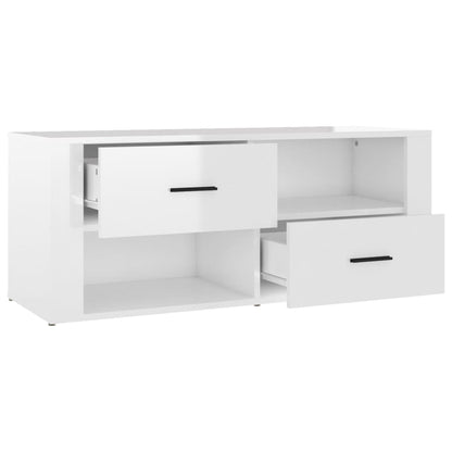 Mobile Porta TV Bianco Lucido 100x35x40 cm in Legno Multistrato - homemem39