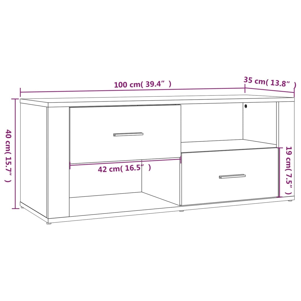 Mobile Porta TV Bianco Lucido 100x35x40 cm in Legno Multistrato - homemem39