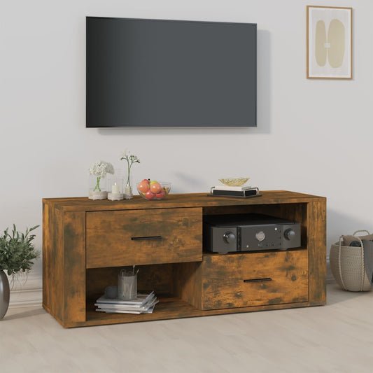 Mobile TV Rovere Fumo 100x35x40 cm in Legno Multistrato - homemem39