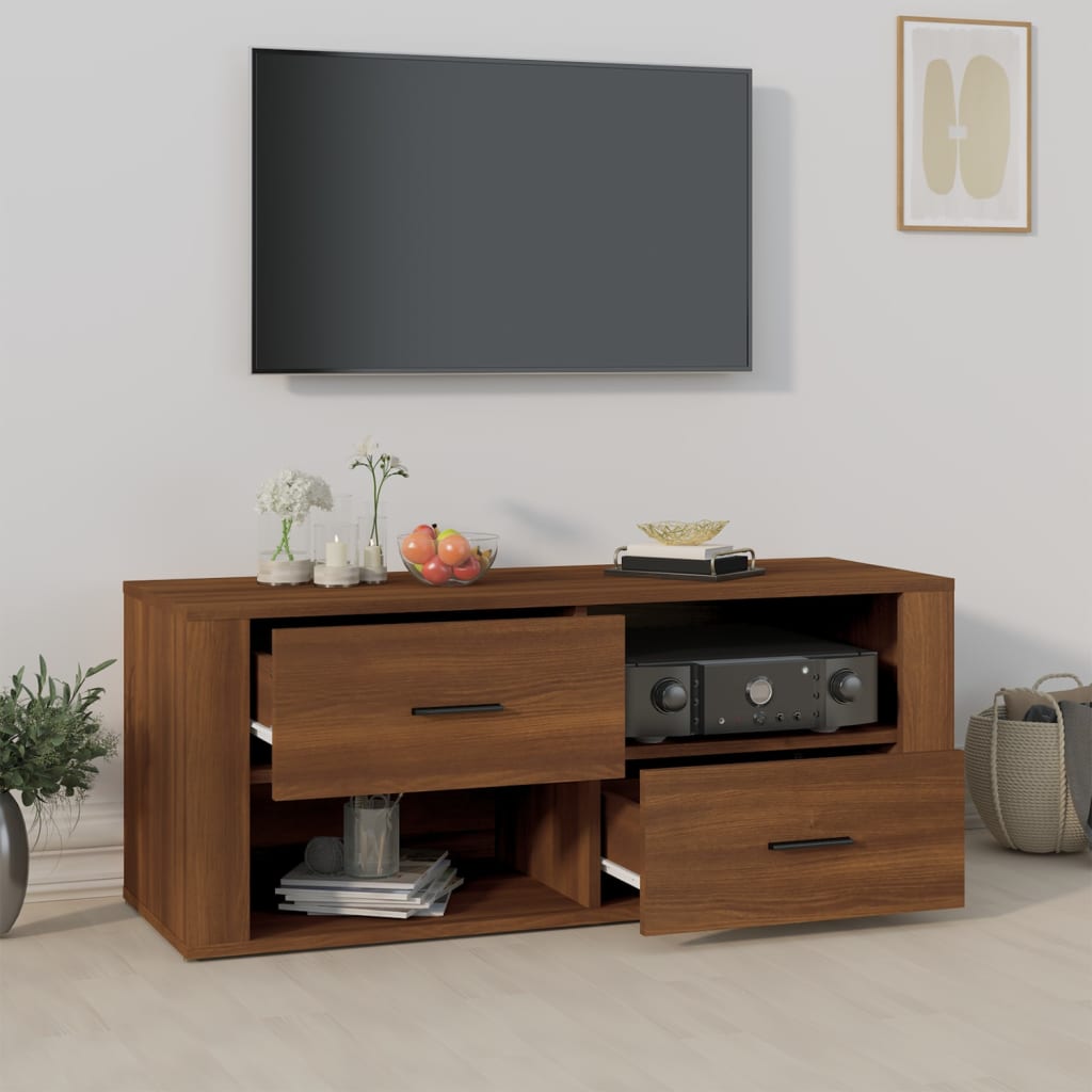 Mobile TV Rovere Marrone 100x35x40 cm in Legno Multistrato - homemem39