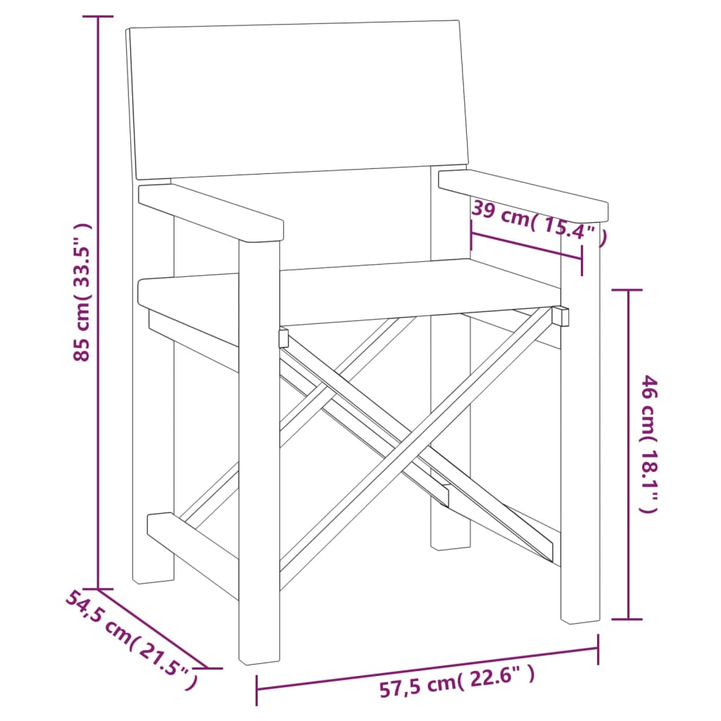 Sedie da Regista 2 pz in Legno Massello di Teak Grigie - homemem39