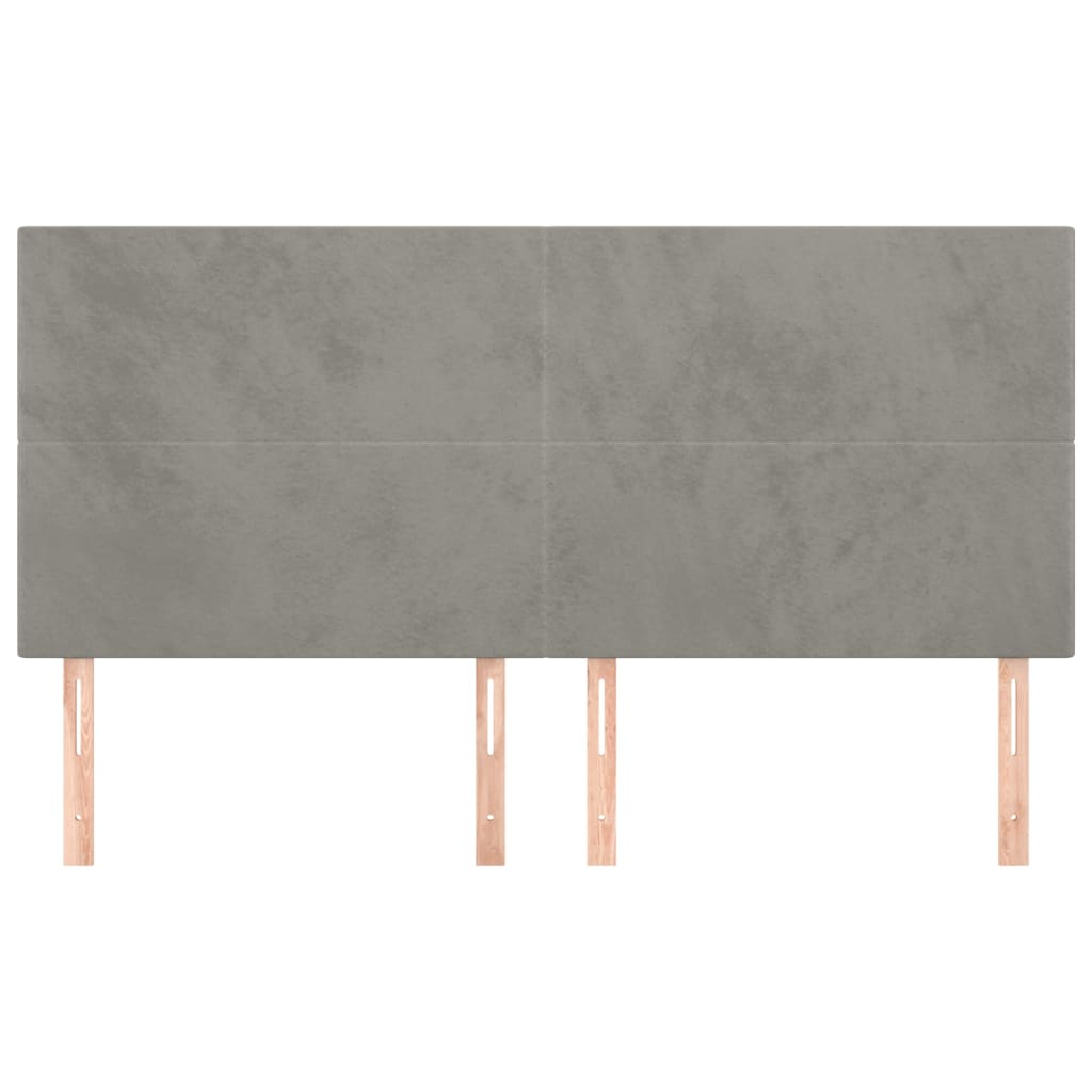 Testiere 4 pz Grigio Chiaro 100x5x78/88 cm in Velluto - homemem39