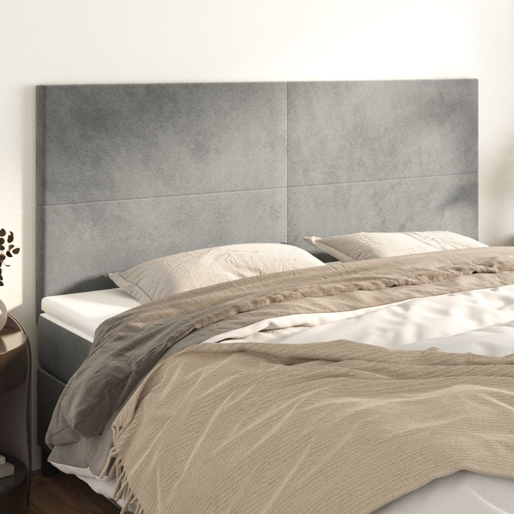 Testiere 4 pz Grigio Chiaro 100x5x78/88 cm in Velluto - homemem39