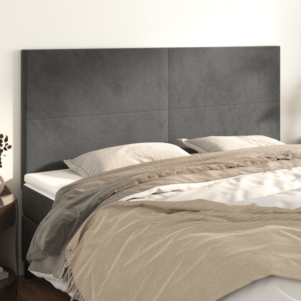 Testiere 4 pz Grigio Scuro 100x5x78/88 cm in Velluto - homemem39