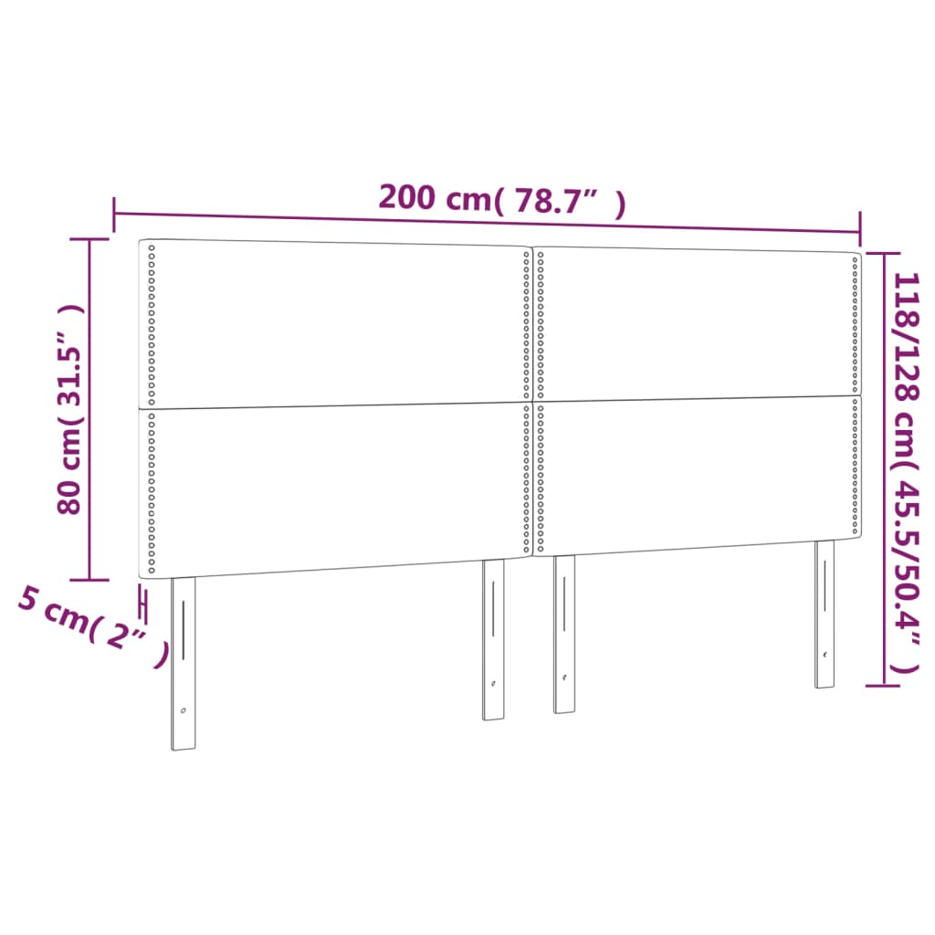 Testiere 4 pz Grigio Scuro 100x5x78/88 cm in Velluto - homemem39