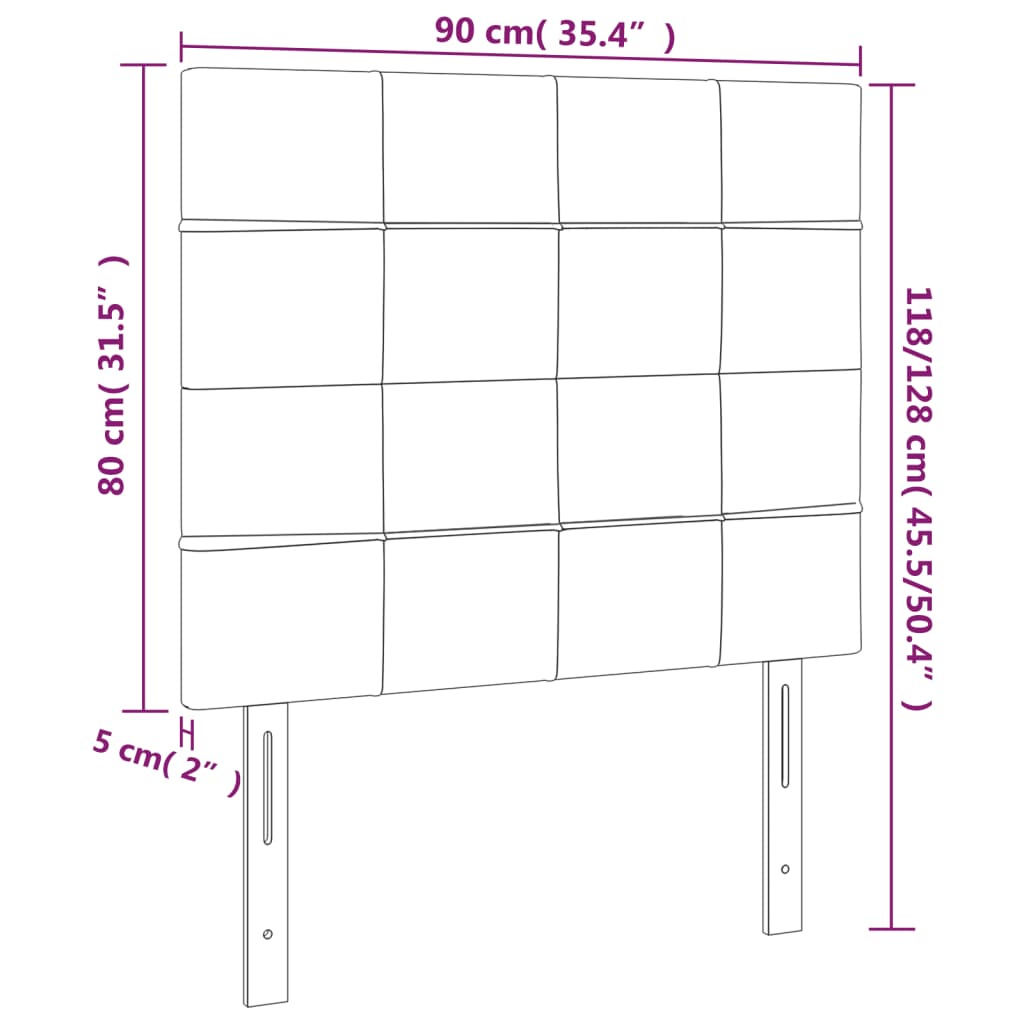 Testiera 2 pz Nera 90x5x78/88 cm in Tessuto - homemem39