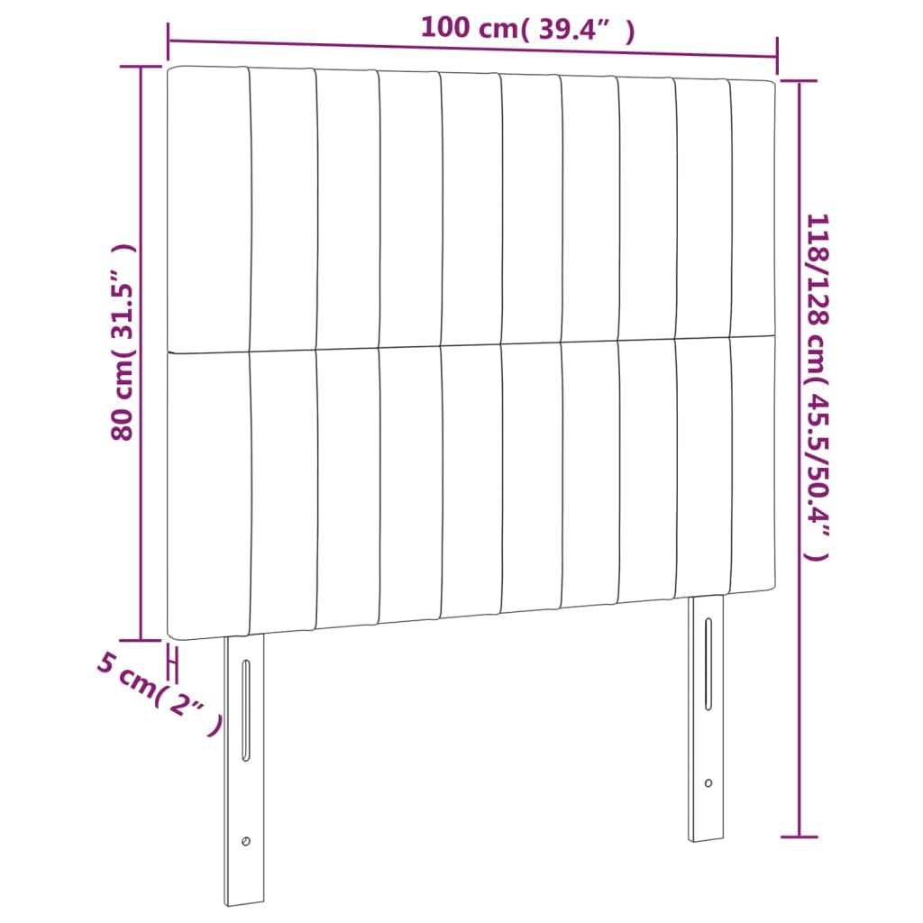 Testiere 2 pz Grigio Chiaro 100x5x78/88 cm in Velluto - homemem39