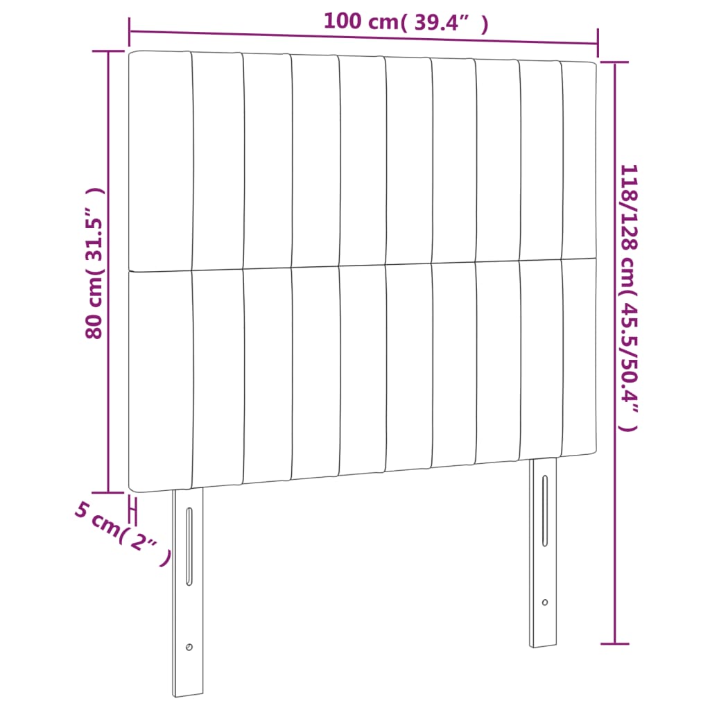 Testiere 2 pz Grigio Scuro 100x5x78/88 cm in Velluto - homemem39