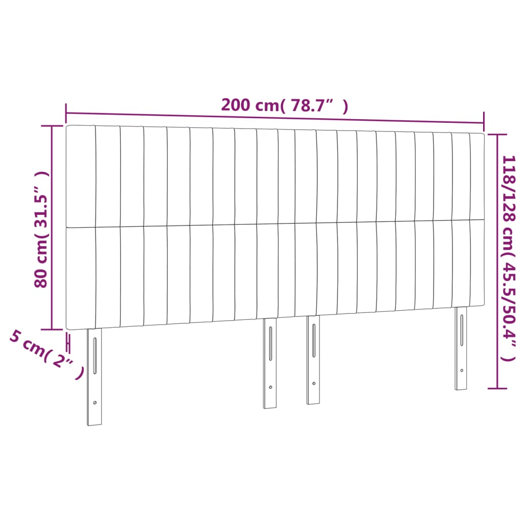 Testiere 4 pz Nere 100x5x78/88 cm in Velluto - homemem39