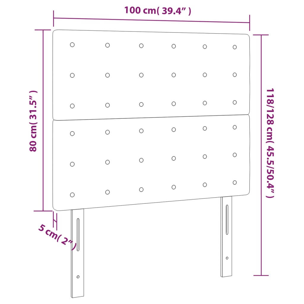 Testiere 2 pz Nero 100x5x78/88 cm in Tessuto - homemem39