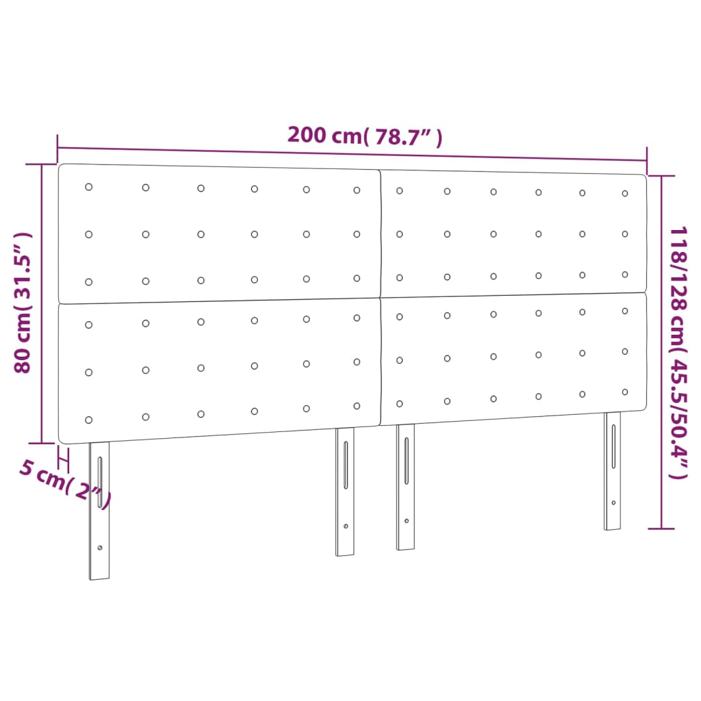 Testiere 4 pz Grigio Chiaro 100x5x78/88 cm in Velluto - homemem39