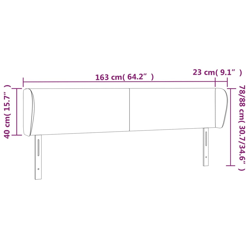 Testiera ad Orecchio Marrone Scuro 163x23x78/88 cm in Tessuto - homemem39