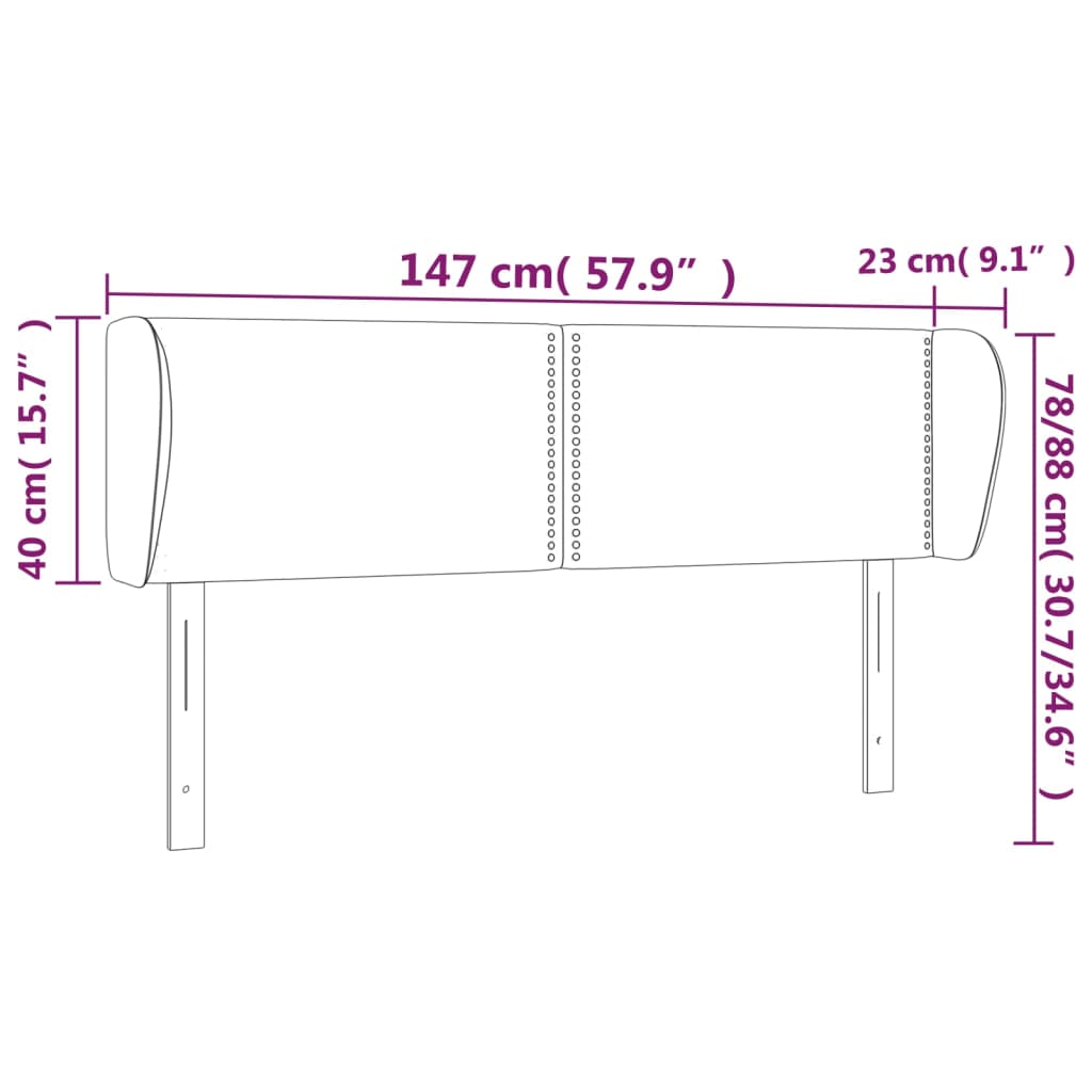 Testiera ad Orecchio Marrone Scuro 147x23x78/88 cm in Tessuto - homemem39