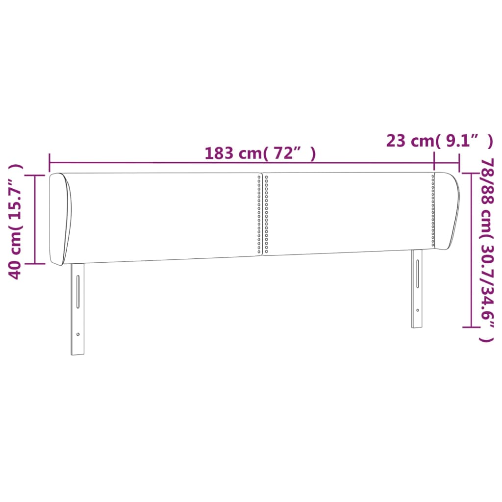 Testiera ad Orecchio Grigio Chiaro 183x23x78/88 cm in Tessuto - homemem39