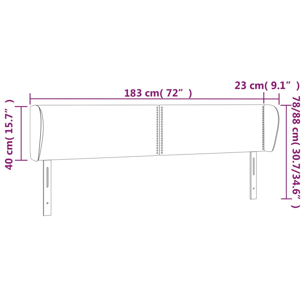 Testiera ad Orecchio Grigio Scuro 183x23x78/88 cm in Tessuto - homemem39