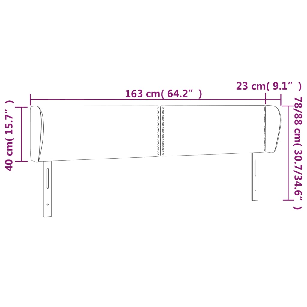 Testiera ad Orecchio Nera 163x23x78/88 cm in Similpelle - homemem39