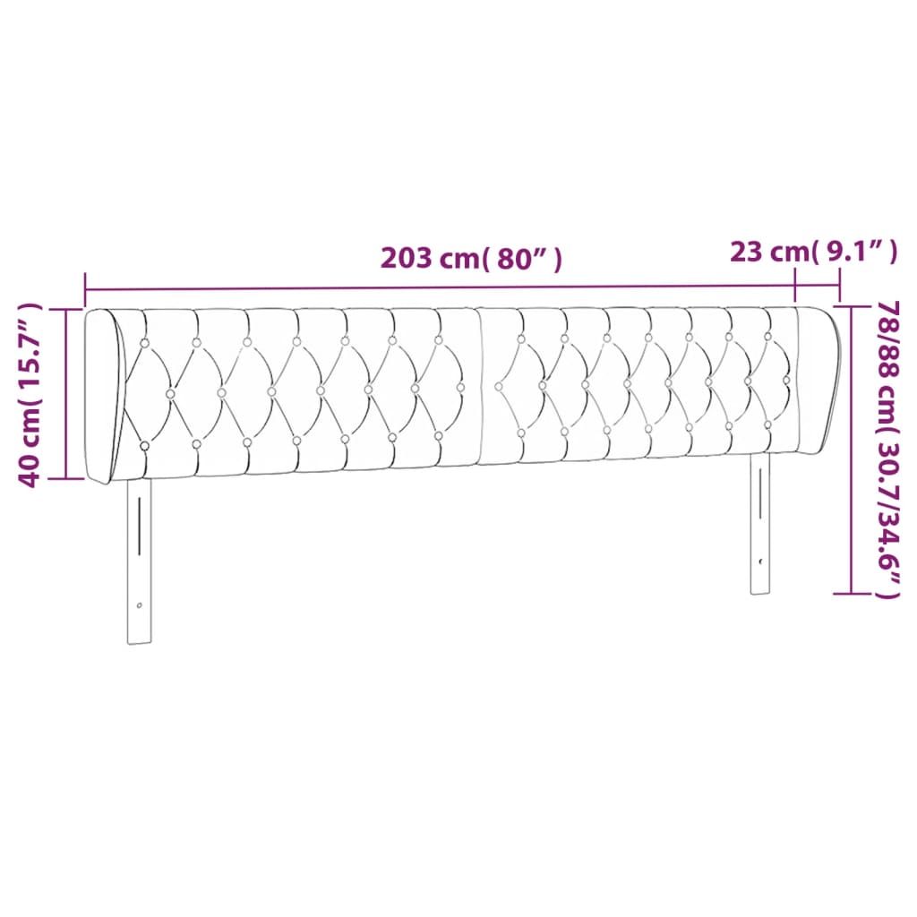 Testiera ad Orecchio Grigio Chiaro 203x23x78/88 cm in Tessuto - homemem39