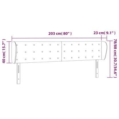 Testiera ad Orecchio Grigio Chiaro 203x23x78/88 cm in Velluto - homemem39