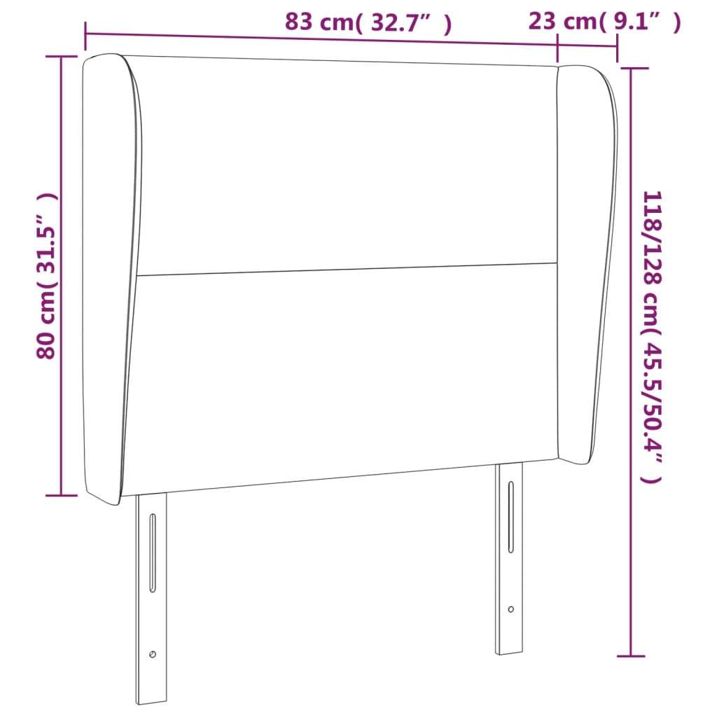 Testiera ad Orecchio Marrone Scuro 83x23x118/128 cm in Tessuto - homemem39