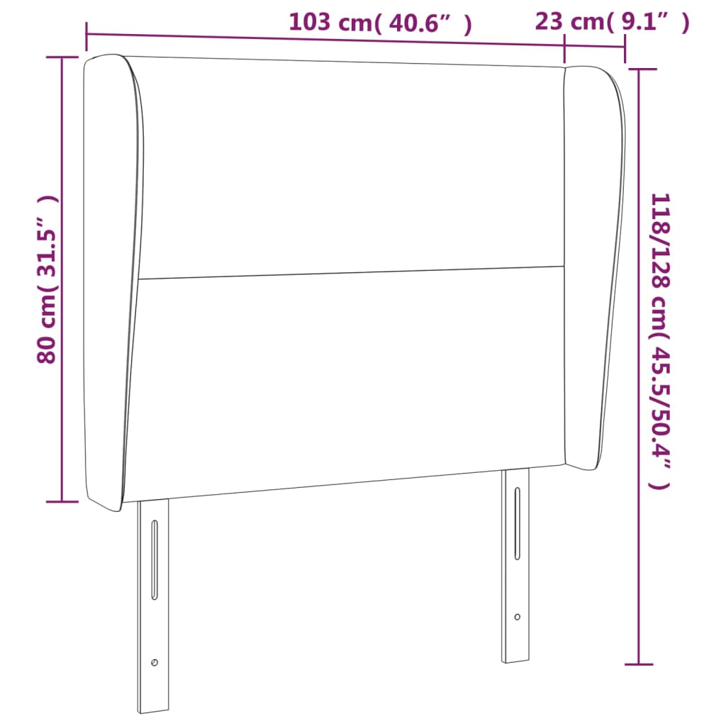 Testiera ad Orecchio Grigio Chiaro 103x23x118/128 cm in Velluto - homemem39