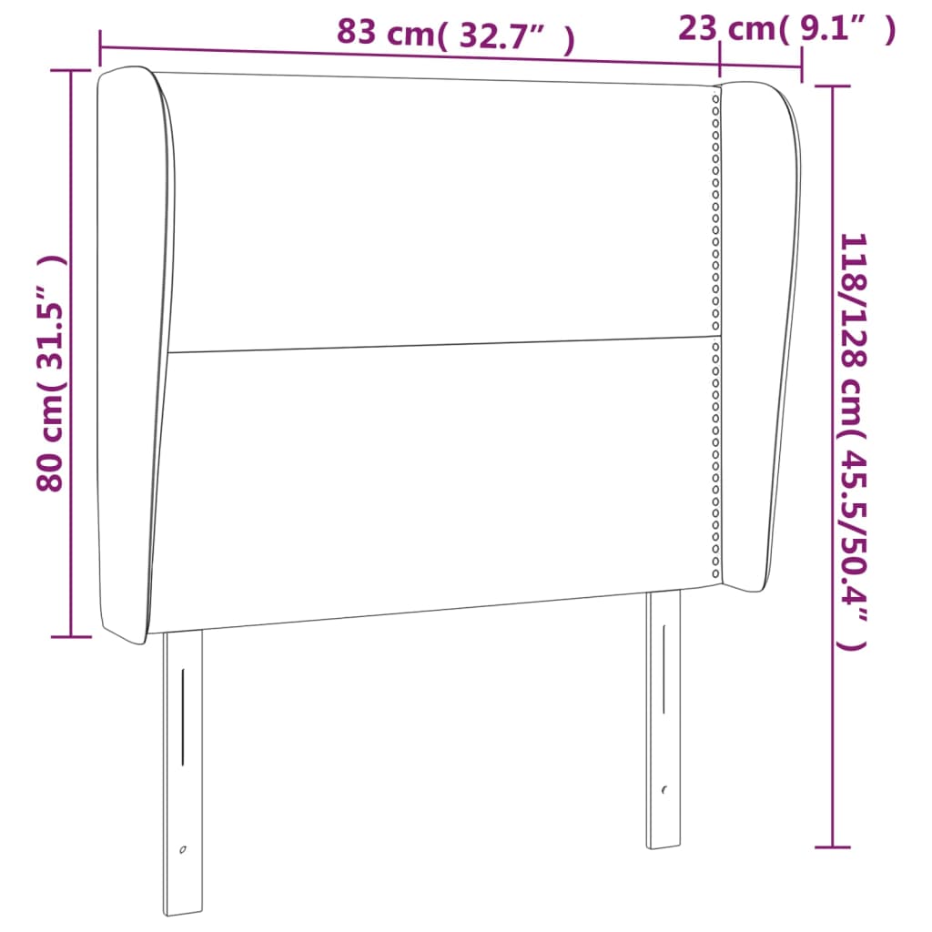 Testiera ad Orecchio Grigio Chiaro 83x23x118/128 cm in Tessuto - homemem39