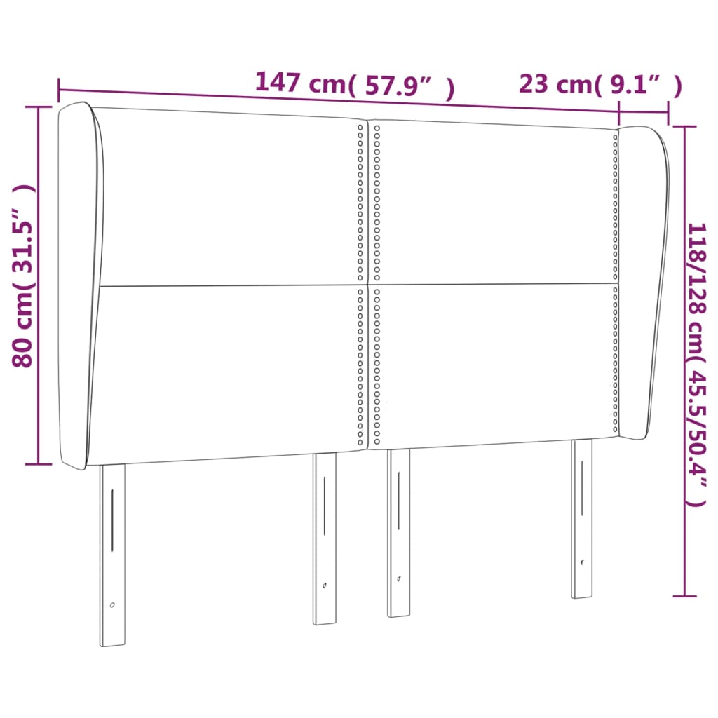 Testiera ad Orecchio MarroneScuro147 x 23 x 118/128cm inTessuto - homemem39