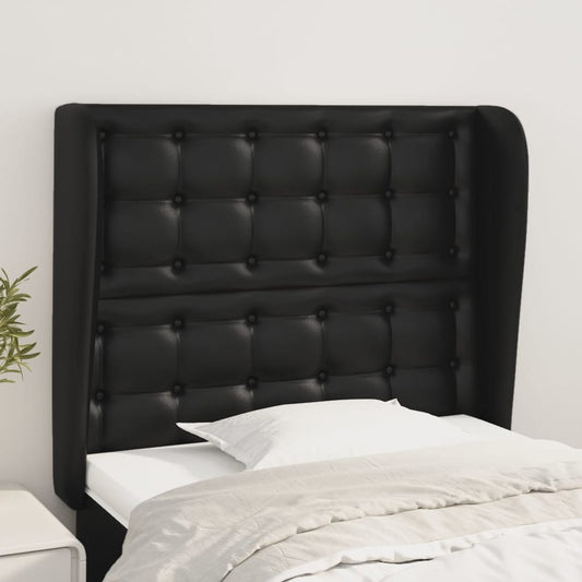 Testiera ad Orecchio Nera 103x23x118/128 cm in Similpelle - homemem39