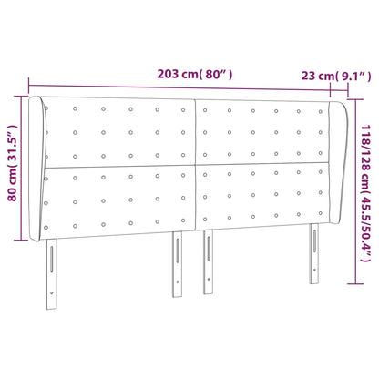 Testiera ad Orecchio Nera 203x23x118/128 cm in Similpelle - homemem39