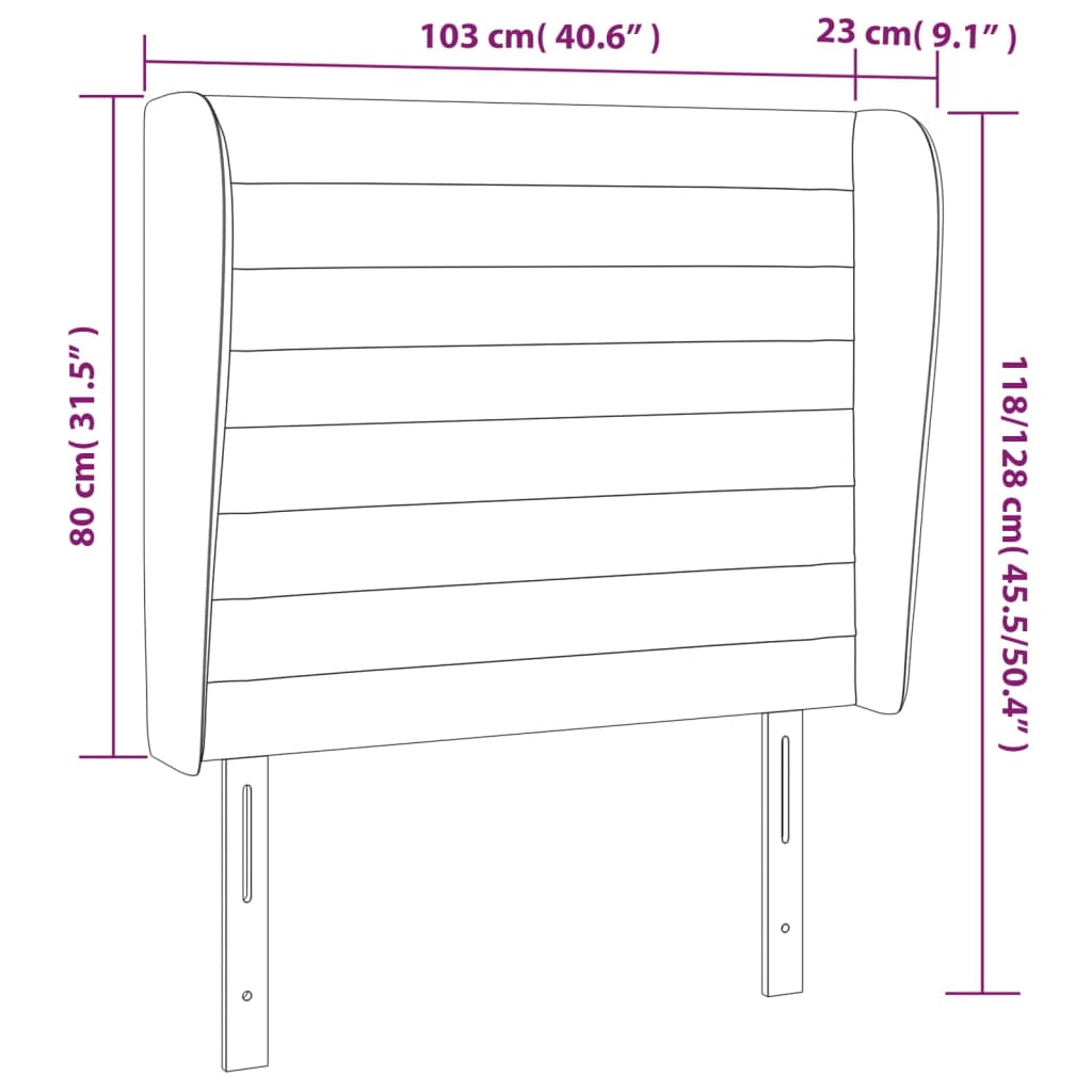 Testiera ad Orecchio Grigio Chiaro 103x23x118/128 cm in Velluto - homemem39