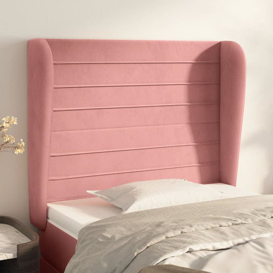 Testiera ad Orecchio Rosa 103x23x118/128 cm in Velluto - homemem39