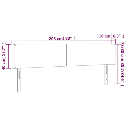 Testiera ad Orecchio Grigio Scuro 203x16x78/88 cm in Velluto - homemem39