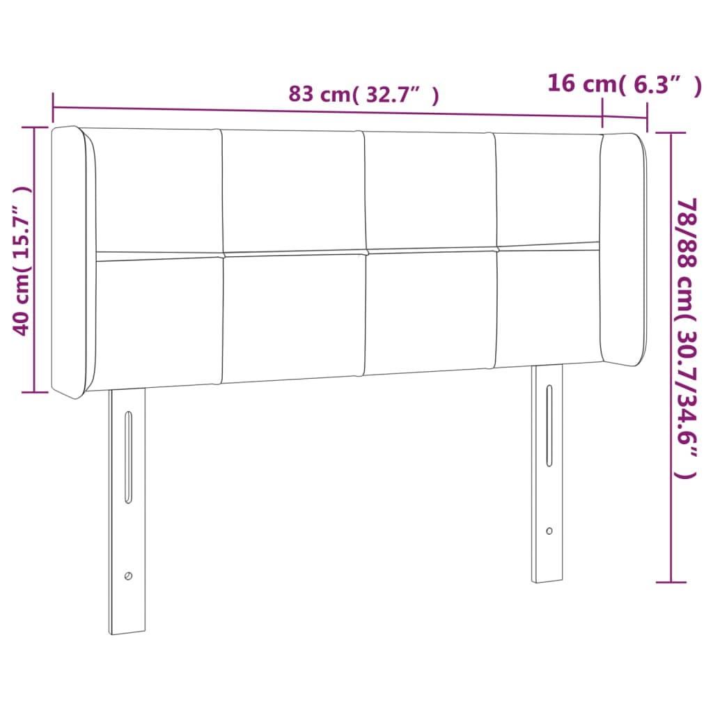 Testiera ad Orecchio Grigio Chiaro 83x16x78/88 cm in Velluto - homemem39